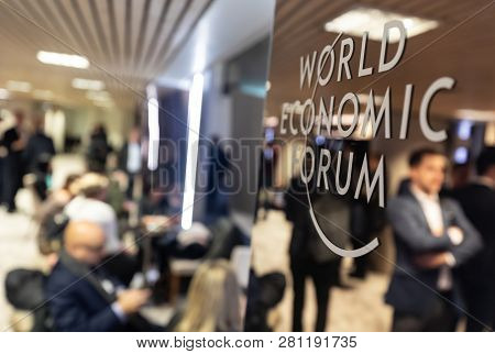 Davos, Switzerland - Jan 24, 2019: Working Moments During World Economic Forum Annual Meeting In Dav