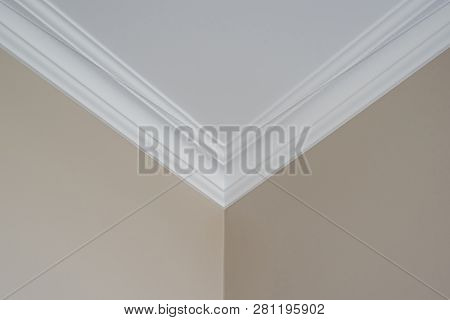 Ceiling Moldings In The Interior, Detail Of Corner