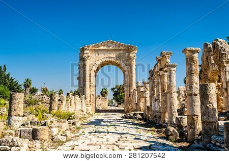Arch Of Hadrian At The Al-bass Tyre Necropolis. Unesco World Heritage In Lebanon
