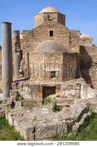 The Historic Church Of Yia Kyriaki Chrysopolitissa In Paphos Cyprus Showing The Rear Of The Building