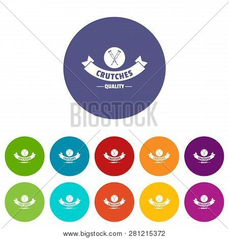 Quality Crutches Icons Color Set For Any Web Design On White Background