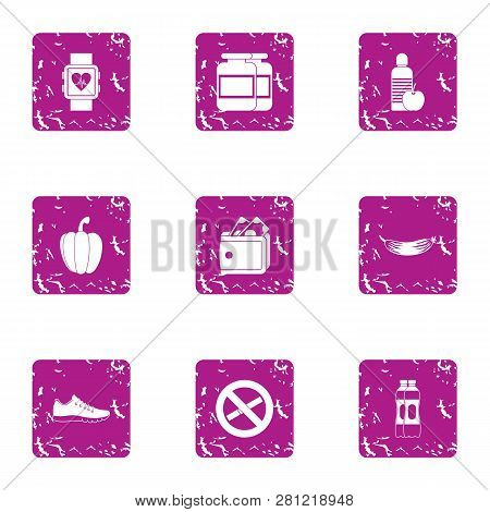 Interdiction Icons Set. Grunge Set Of 9 Interdiction Icons For Web Isolated On White Background