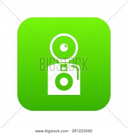 Oldschool Camera Icon Green Isolated On White Background