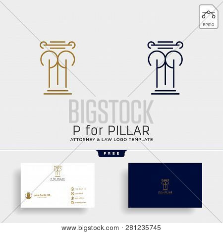 Elegant Attorney Logo Line Design Template Vector Illustration