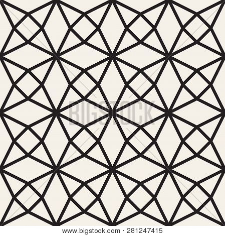 Vector Seamless Geometric Pattern. Aabstract Thin Lines Lattice. Simple Monochrome Trellis.