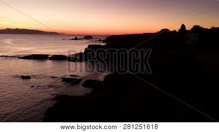Aerial view of cliiffs at the sunset with beautiful colors
