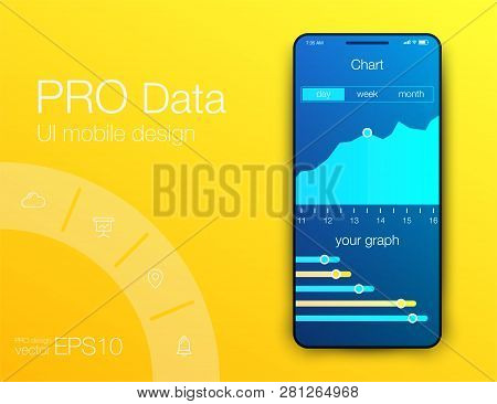 Mobile Phone Application For Analytics. Stock Vector
