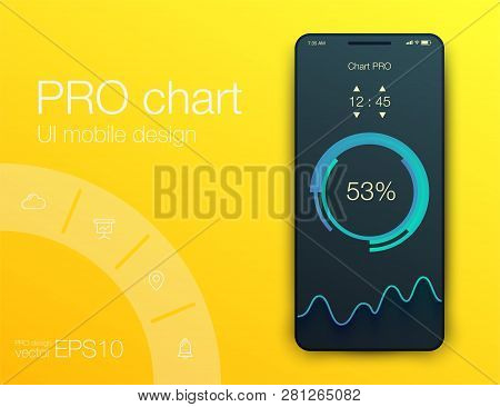 Mobile Phone Application For Analytics. Stock Vector