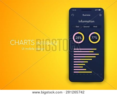 Mobile Phone Application For Analytics. Stock Vector