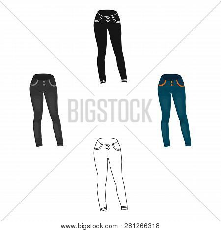 Blue Womens Jeans. Casual Jeans Comfortable Clothing For Women.  Woman Clothes Single Icon In Cartoo