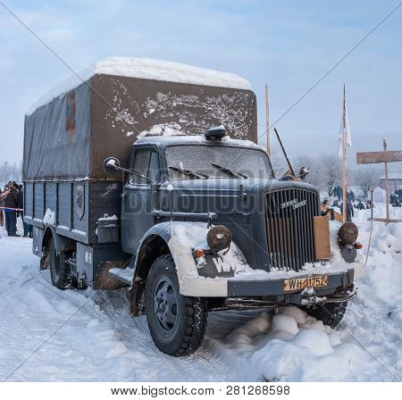 Krasnoye Selo, St. Petersburg, Russia - January 19, 2019: Military Historical Reconstruction - The B