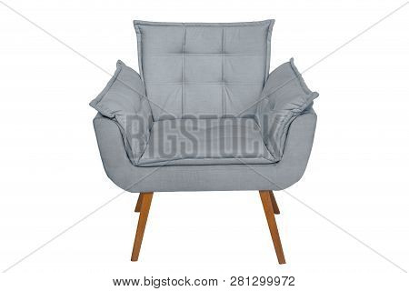 Fabric And Wood Armchair Modern Designer