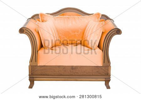 Classic Fabric And Wood Armchair Modern Designer