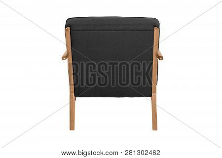 Black Fabric And Wood Armchair Modern Designer