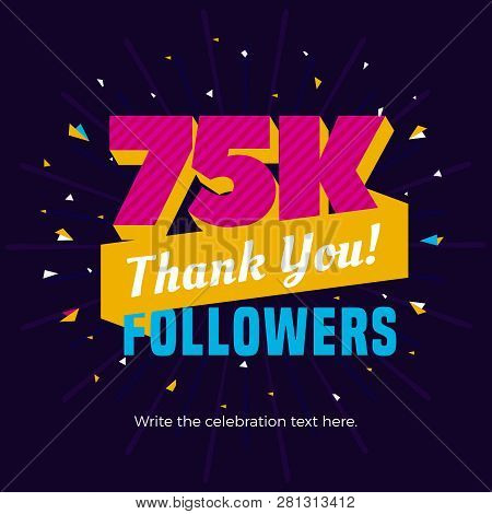 75k Followers Card Banner Post Template For Celebrating Many Followers In Online Social Media Networ
