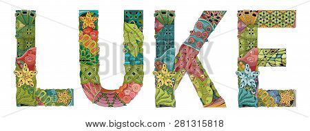 Male Name Luke. Vector Decorative Zentangle Object