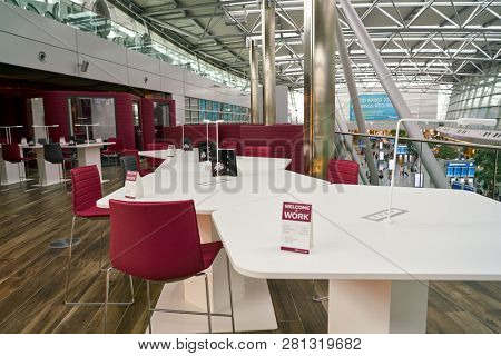 DUSSELDORF, GERMANY - CIRCA SEPTEMBER, 2018: interior shot of Dusseldorf airport.