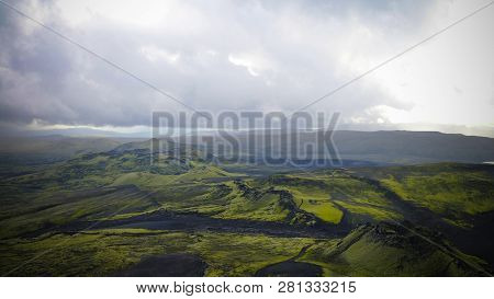 Landscape Of Lakagigar Valley And Laki Craters In Central Iceland