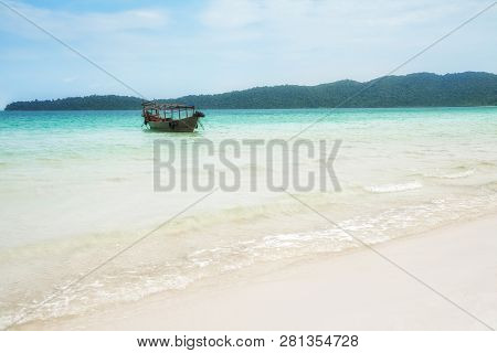 Beautiful White Sand Beach On Koh Rong Island In Cambodia