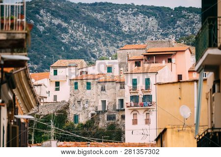 Terracina, Italy - October 15, 2018: View Of Upper Town