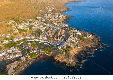 Aerial View Cidade Velha City  In Santiago - Cape Verde - Cabo Verde