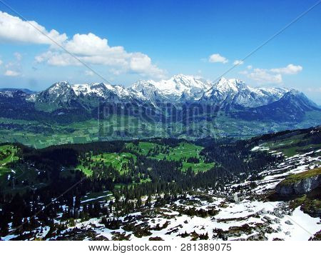Panoramic Views Of The Alpine Peak Zuestoll In The Churfirsten Mountain Range - Canton Of St. Gallen