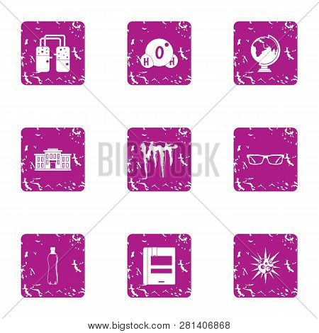 Spring Icons Set. Grunge Set Of 9 Spring Icons For Web Isolated On White Background