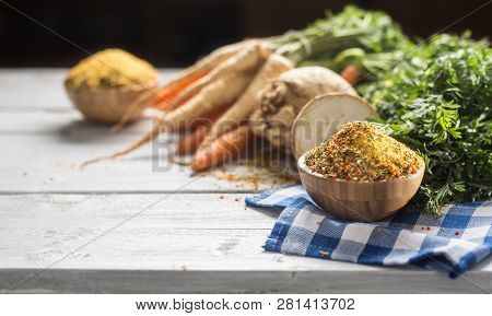 Seasoning Spices Condiment Vegeta From Dehydrated Carrot Parsley Celery Parsnips And Salt With Or Wi
