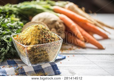 Seasoning Spices Condiment Vegeta From Dehydrated Carrot Parsley Celery Parsnips And Salt With Or Wi
