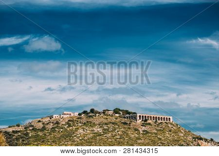 Terracina, Italy. Platform Of Sanctuary And Temple Of Jupiter Anxur.