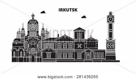 Russia, Irkutsk. City Skyline: Architecture, Buildings, Streets, Silhouette, Landscape, Panorama. Fl