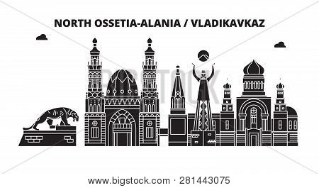 Russia, Vladikavkaz. City Skyline: Architecture, Buildings, Streets, Silhouette, Landscape, Panorama