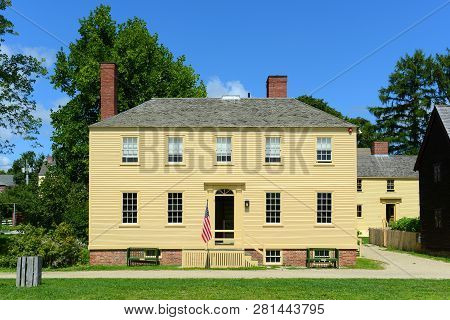 Howd House at Strawbery Banke Museum in Portsmouth, New Hampshire, USA. This house, built in 1824, was home of cooper Peter Lowd, and now it exhibit early craftmen's tools and trades.