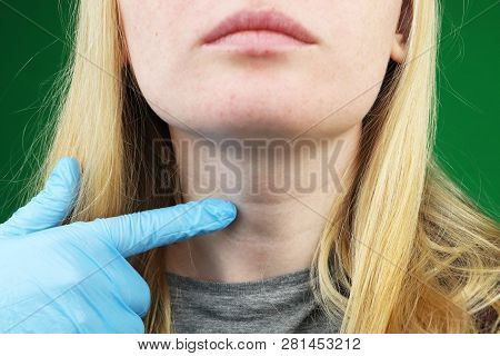 The Girl On Examination At The Doctor. Thyroid