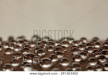 Water Droplets On Moisture Resistant Fabric Close Up