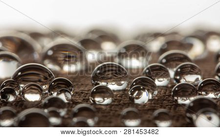 Water Droplets On Moisture Resistant Fabric Close Up