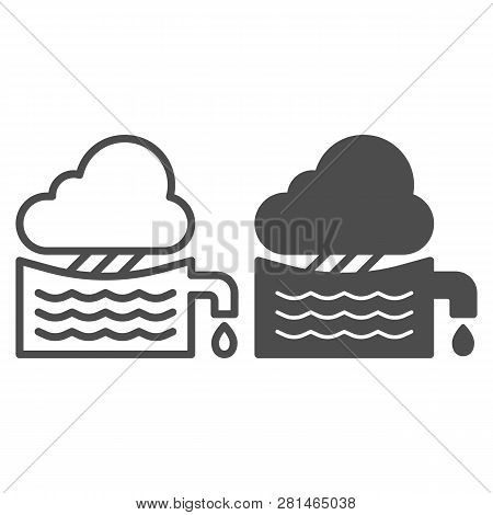 Rainwater Tank Line And Glyph Icon. Water Container Vector Illustration Isolated On White. Agricultu