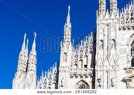 Beautiful Catholic Church Duomo Di Milano From Italy