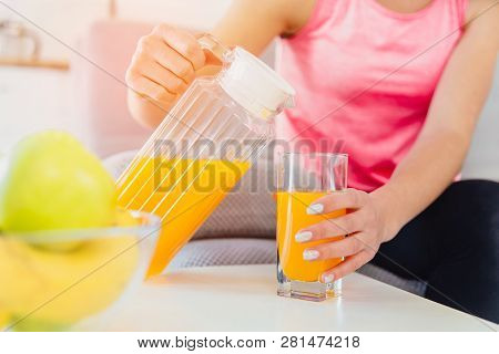 A Young Girl Adheres To The Rules Of Nutrition.