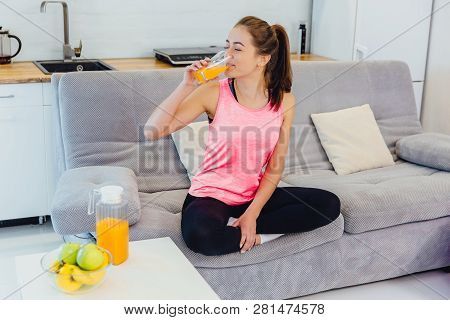 A Young Girl Adheres To The Rules Of Nutrition.