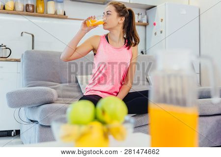 A Young Girl Adheres To The Rules Of Nutrition.