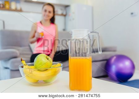 A Young Girl Adheres To The Rules Of Nutrition.