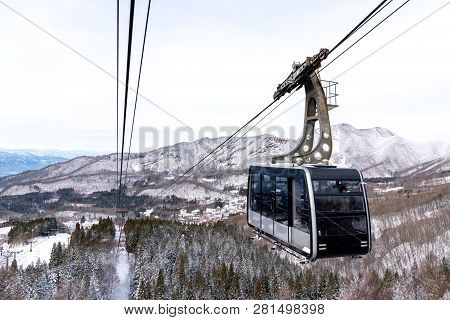 Ropeway With Hill Or Mountain's View From Zao Mount, Zao Juhyo, Yamagata, Japan, Asia. Unseen In Jap