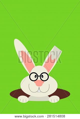 A Rabbit In Hole. Easter Bunny, Vector Illustration