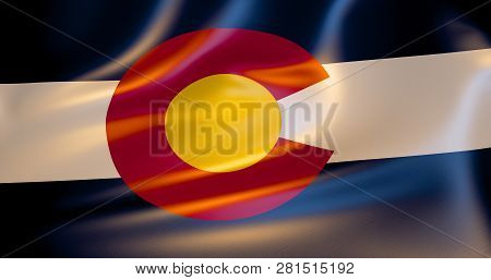 Colorado Flag In The Wind. 3d Illustration. Denver