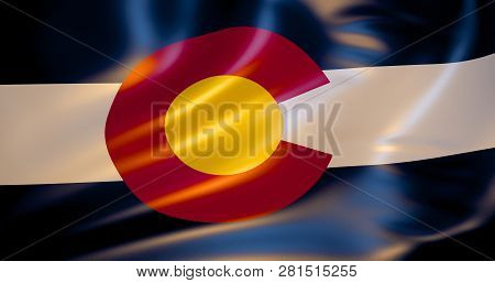 Colorado Flag In The Wind. 3d Illustration. Denver