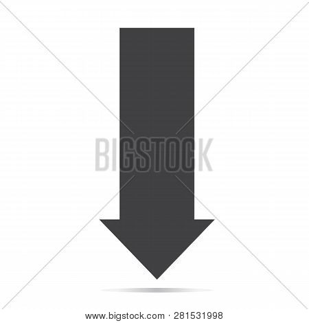 Arrow Down With Shadow Icon On White Background. Flat Style. Arrow Down Icon For Your Web Site Desig