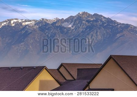 Home Against Mount Timpanogos And Sky In Daybreak