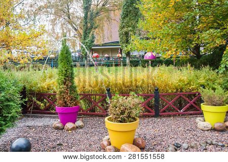 Helsinki, Finland - October 12, 2018: Having Fun At Amusement Park Linnanmaki In Helsinki, Finland.