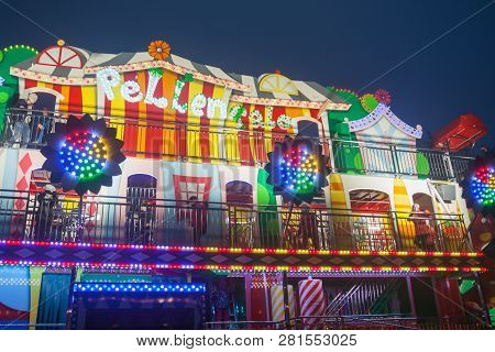 Helsinki, Finland -october 12, 2018: The Carnival Of Light Event At The Linnanmaki Amusement Park In